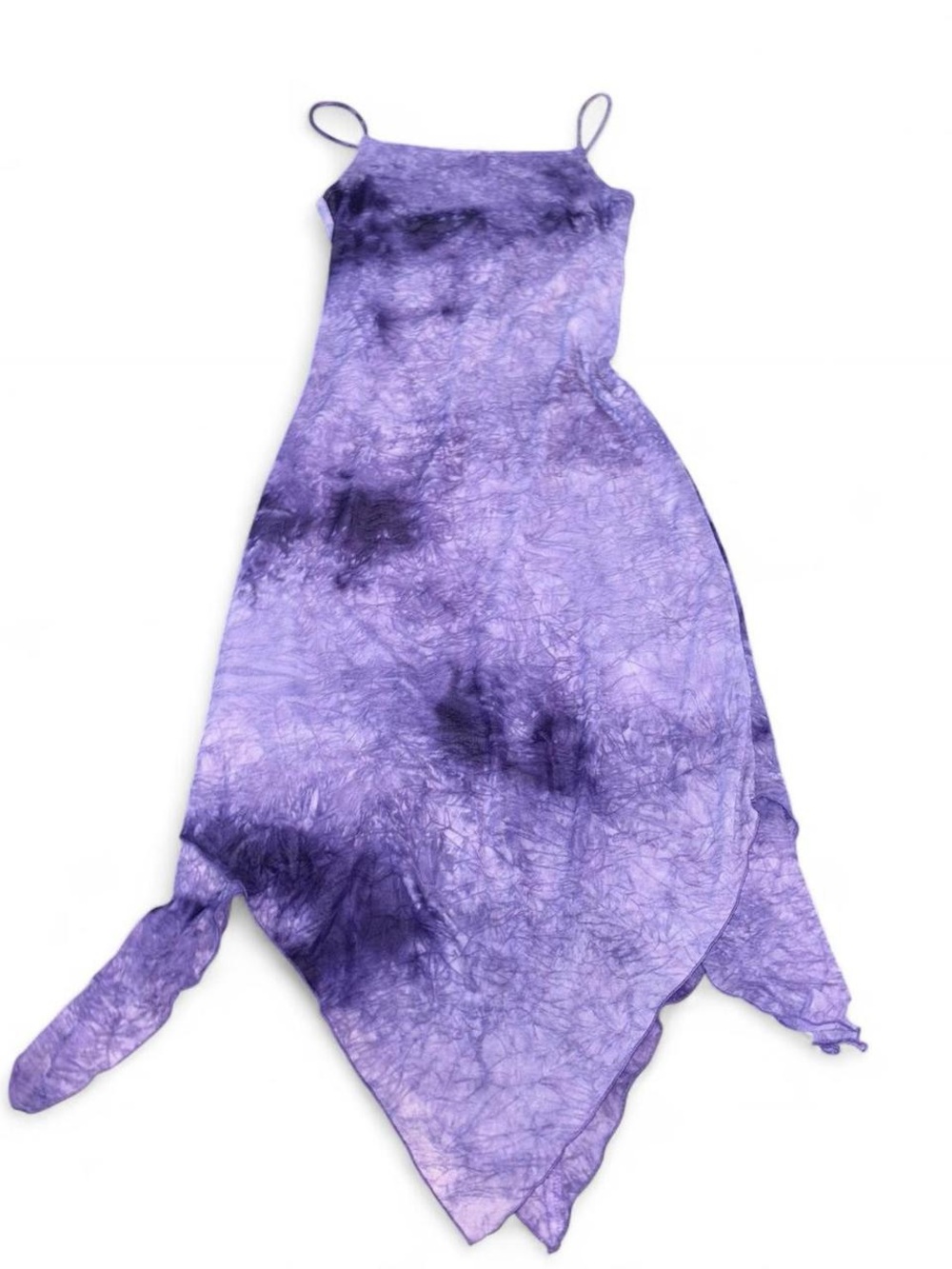 Purple Tie-Dye Handkerchief Hem One-Piece Dress -